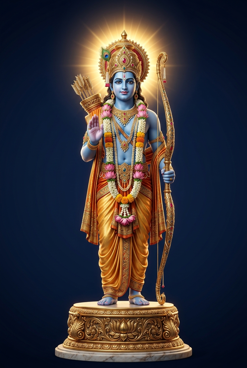 3D render of Lord Shri Ram holding his bow